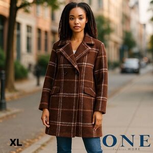 Zara Brown Pea Coat Corduroy Retro Style